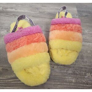 UGG Women's Sz. 7 Fluff Yeah Slide Pink/Yellow Slipper/Slip On